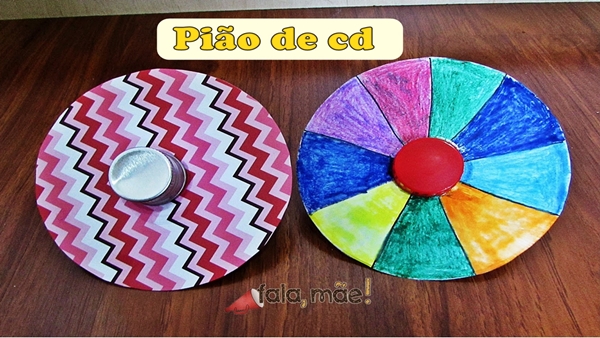 Pião feito com CD 